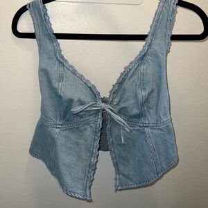 American Eagle - denim front tie crop top. Worn once